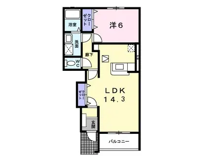がーでんはうすY Ⅰ(1LDK/1階)の間取り写真