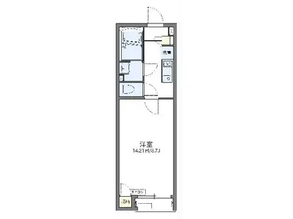 レオネクストINARI(1K/1階)の間取り写真