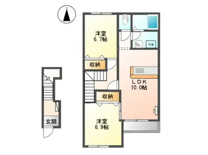 クレッセント(2LDK/2階)の間取り写真