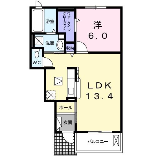 フィオーレ(1LDK/1階)の間取り写真