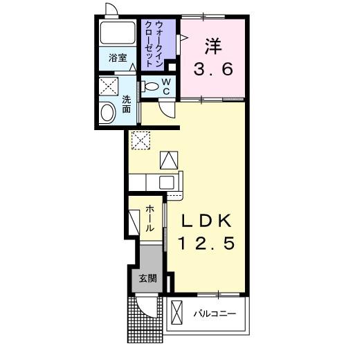 ノーブル1(1LDK/1階)の間取り写真