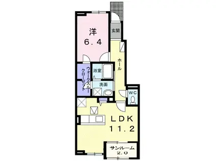 ル.シエルⅡ(1LDK/1階)の間取り写真