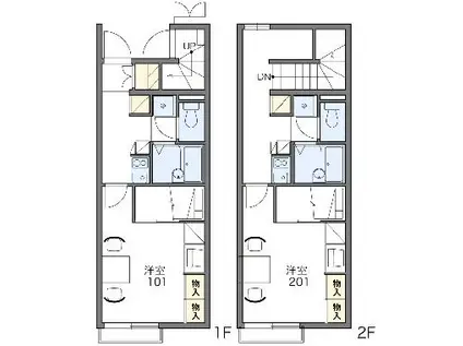 レオパレス萱場南(1K/1階)の間取り写真