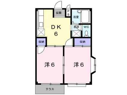 プロローグⅡ(2DK/1階)の間取り写真