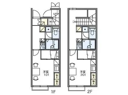 レオパレス丹荘(1K/2階)の間取り写真