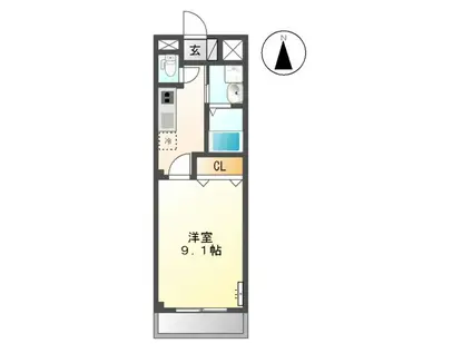 ノース GARDEN A棟(1K/3階)の間取り写真