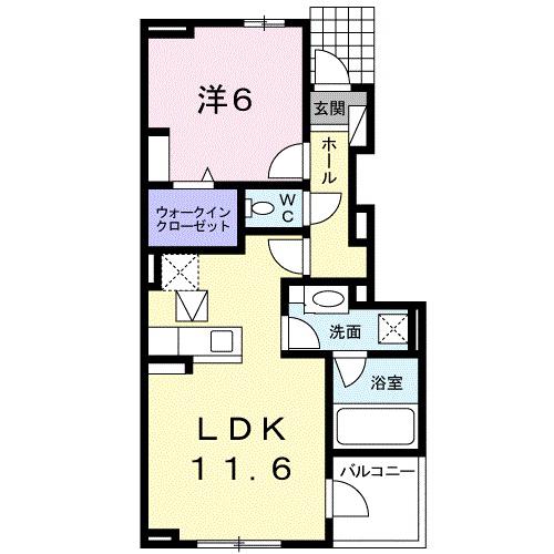 カームリーⅦ(1LDK/1階)の間取り写真