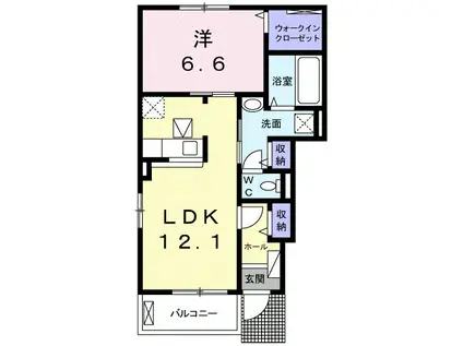 オプスSANJYO Ⅱ(1LDK/1階)の間取り写真