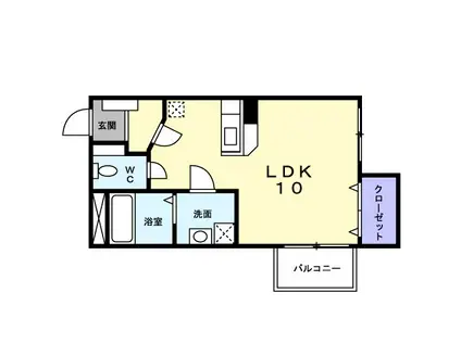 ミレニアJ・KⅢ(ワンルーム/2階)の間取り写真