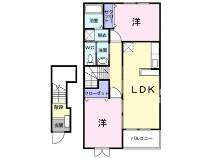 ブライトハウス西村(2LDK/2階)の間取り写真