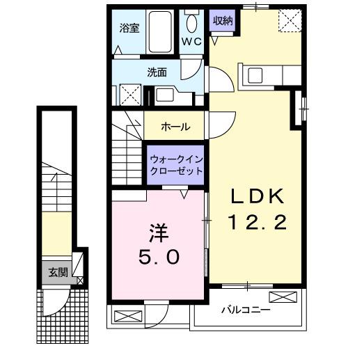 ベルフラワーⅣ(1LDK/2階)の間取り写真