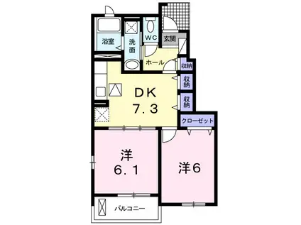 ハピネス・ハトミⅠ(2DK/1階)の間取り写真