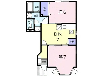 ノ-ブル・ハイムⅠ(2DK/1階)の間取り写真