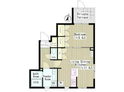 ファレール笹塚(1LDK/1階)の間取り写真