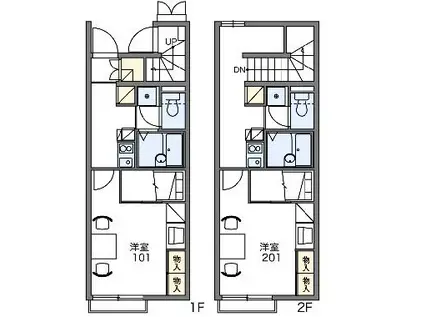 レオパレスシュガーグレイス(1K/1階)の間取り写真