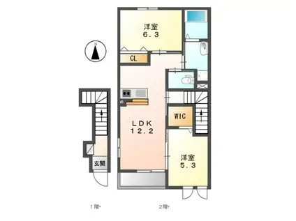 サンハイツ(2LDK/2階)の間取り写真