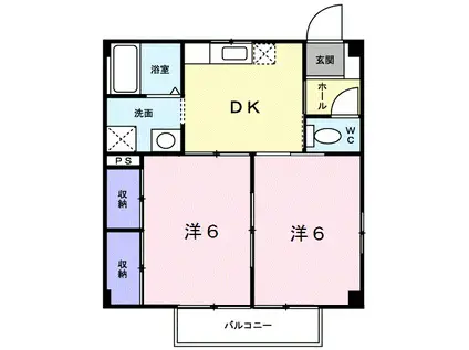 スカイメゾンⅢ(2K/2階)の間取り写真