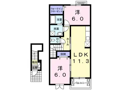 セレーノ・ダンディライオン(2LDK/2階)の間取り写真