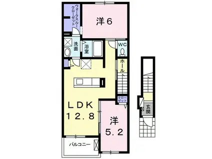 メル コリーヌ Ⅰ(2LDK/2階)の間取り写真