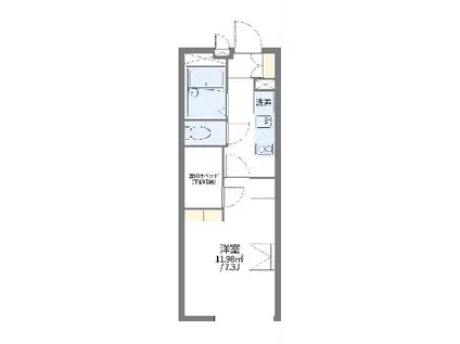 レオパレス苺(1K/1階)の間取り写真