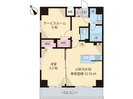 シャルマン ショコラ(1SLDK/6階)の間取り写真