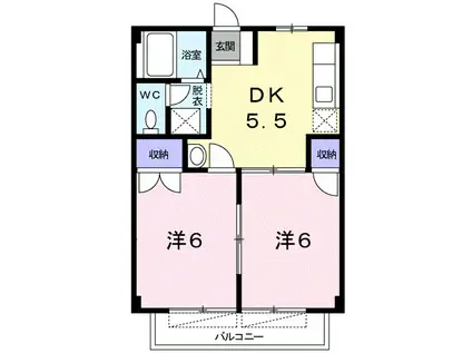 ファミール小杉Ⅱ(2DK/1階)の間取り写真