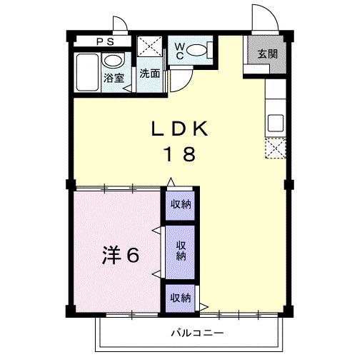 シティハイツさざらいA(1LDK/2階)の間取り写真