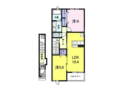 グレイス ヒル Ⅰ(2LDK/2階)の間取り写真