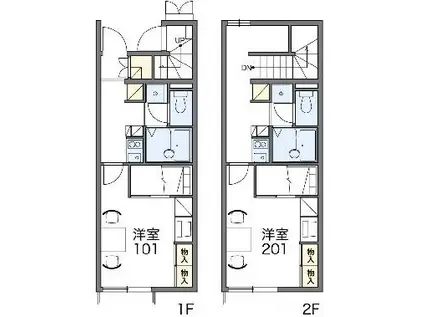 レオパレスRアンドK(1K/1階)の間取り写真