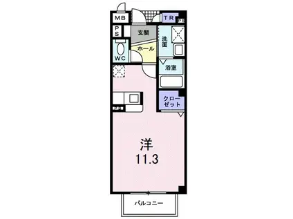 マルベリーⅡ(ワンルーム/1階)の間取り写真