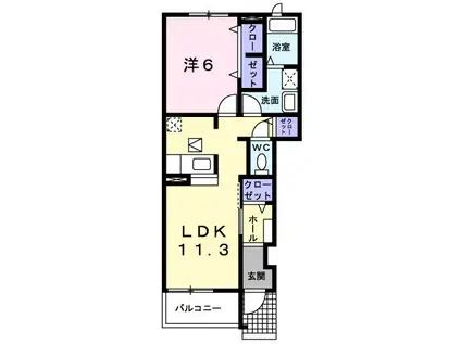 モデルノⅠ棟(1LDK/1階)の間取り写真