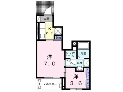 コートハウス安塚Ⅱ(2K/1階)の間取り写真