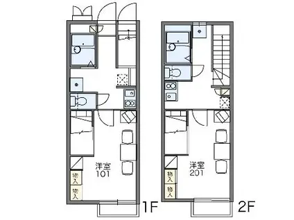 レオパレスクレール藤田(1K/1階)の間取り写真