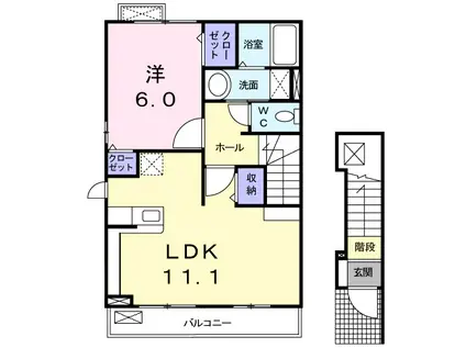 グラン・メランジュⅠ(1LDK/2階)の間取り写真