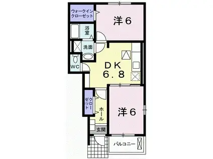 グラン・メランジュⅢ(2DK/1階)の間取り写真