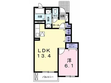 スターポップ M Ⅰ(1LDK/1階)の間取り写真