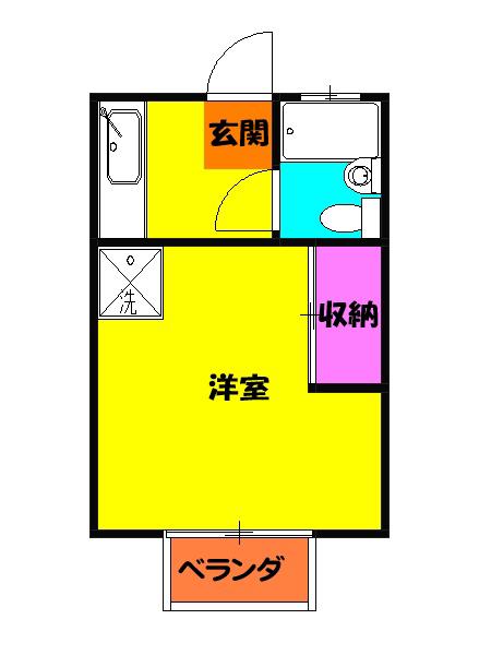 シリウス玉川学園(1K/2階)の間取り写真