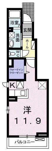 アウローラⅡ(ワンルーム/1階)の間取り写真