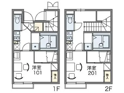 レオパレスセードル(1K/1階)の間取り写真