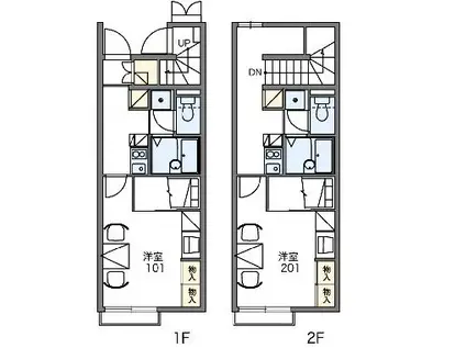 レオパレスグランメール(1K/1階)の間取り写真