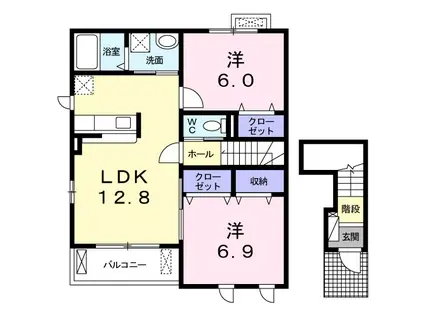 セレソメゾン Ⅱ(2LDK/2階)の間取り写真
