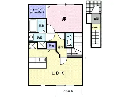 イーストガーデン Ⅲ(1LDK/2階)の間取り写真