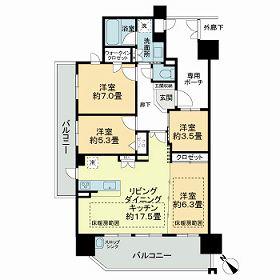 ライオンズ四日市富田マークレジデンス(4LDK/11階)の間取り写真