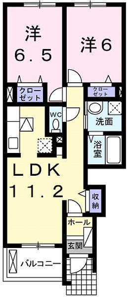 ブリッサ Ⅰ(2LDK/1階)の間取り写真