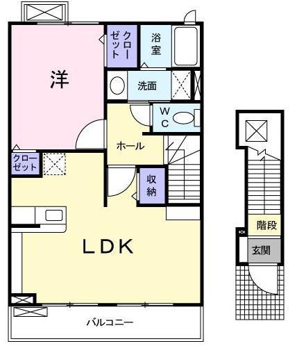 ワイズ フォレストⅡ(1LDK/2階)の間取り写真