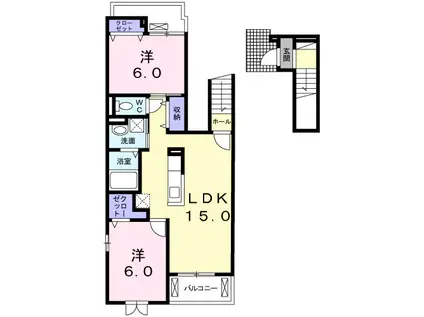 イースクエアⅠ(2LDK/2階)の間取り写真