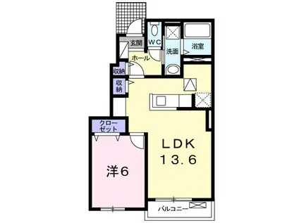 カーサ アバンツァートⅠ(1LDK/1階)の間取り写真