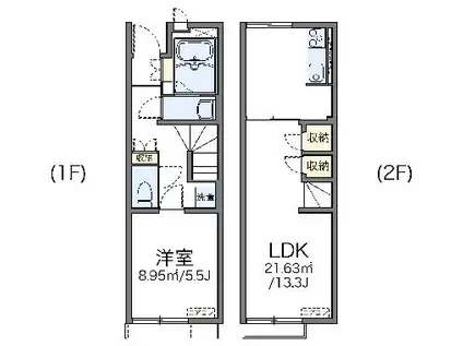 レオネクストハッピネス(1LDK/1階)の間取り写真