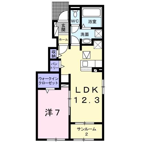 アメニティ鈴鹿Ⅱ(1LDK/1階)の間取り写真
