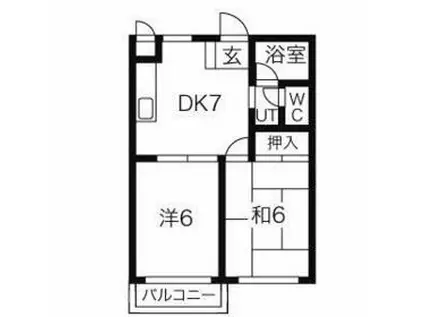 本町グリーンハイツ(2DK/1階)の間取り写真